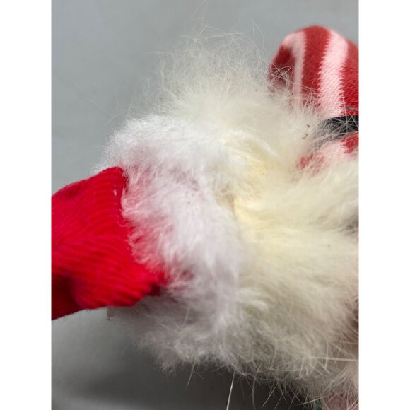 vintage Santa doll figurine bendable painted face red green gloves strips READ - Picture 6 of 10